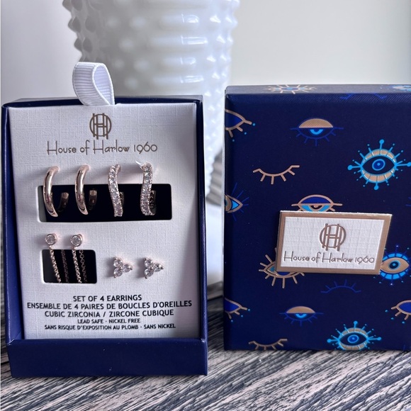 House of Harlow 1960 Jewelry - House of Harlow 1960 Gold Set of 4 pairs of earrings